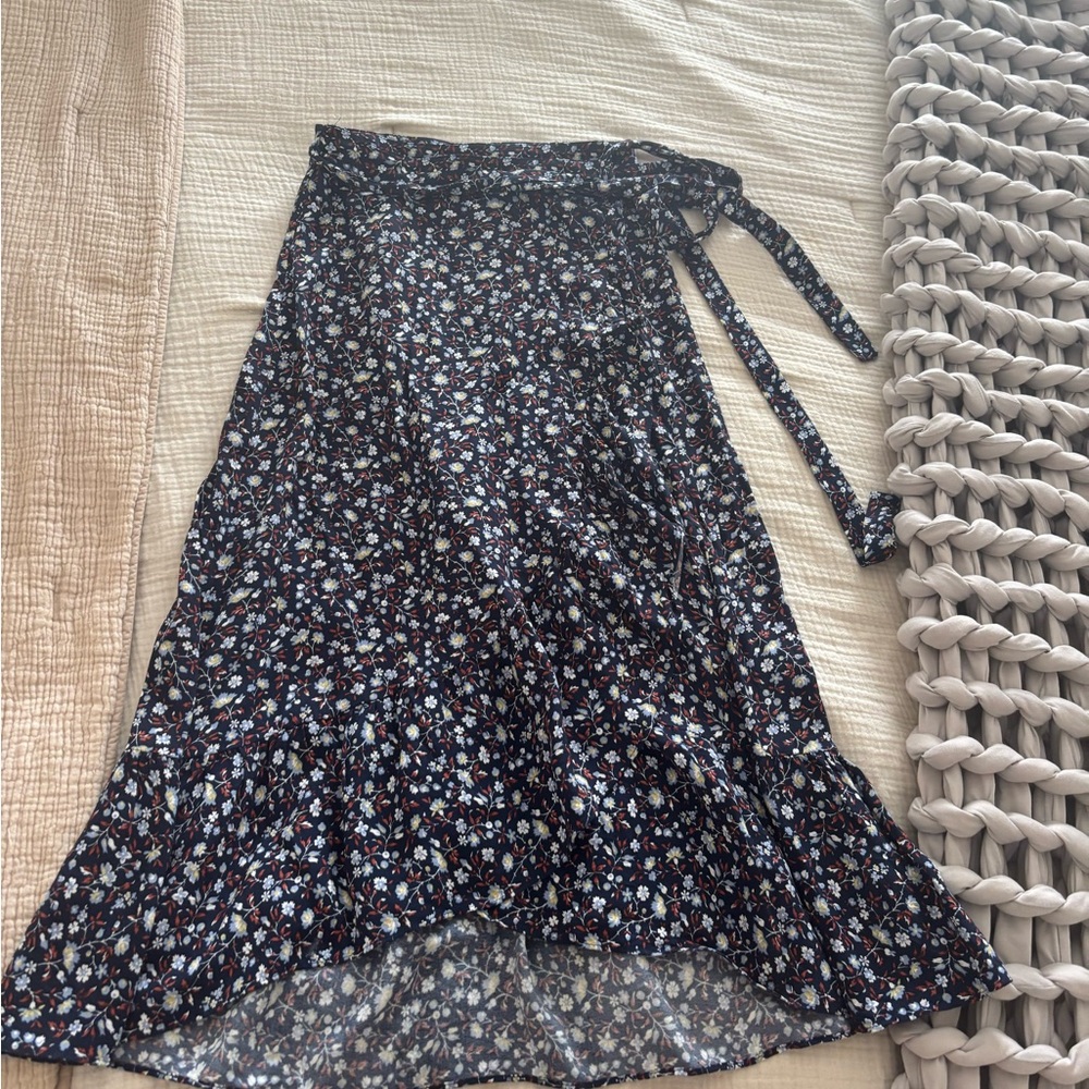 Madewell Asymmetrical Floral Blue Skirt